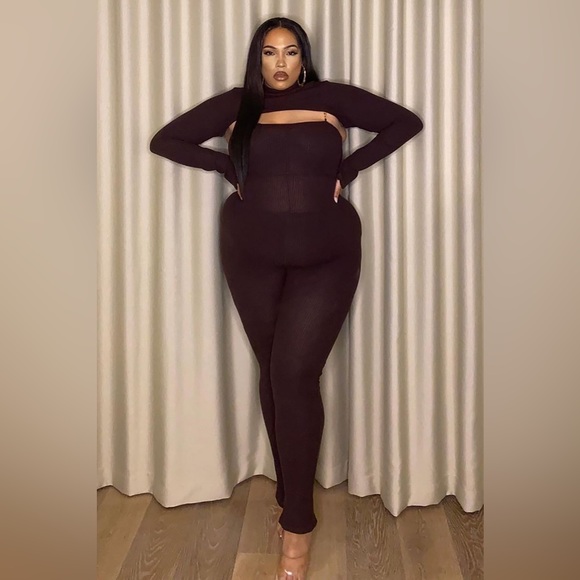 Just for fun, ribbed jumpsuit set - Picture 3 of 5